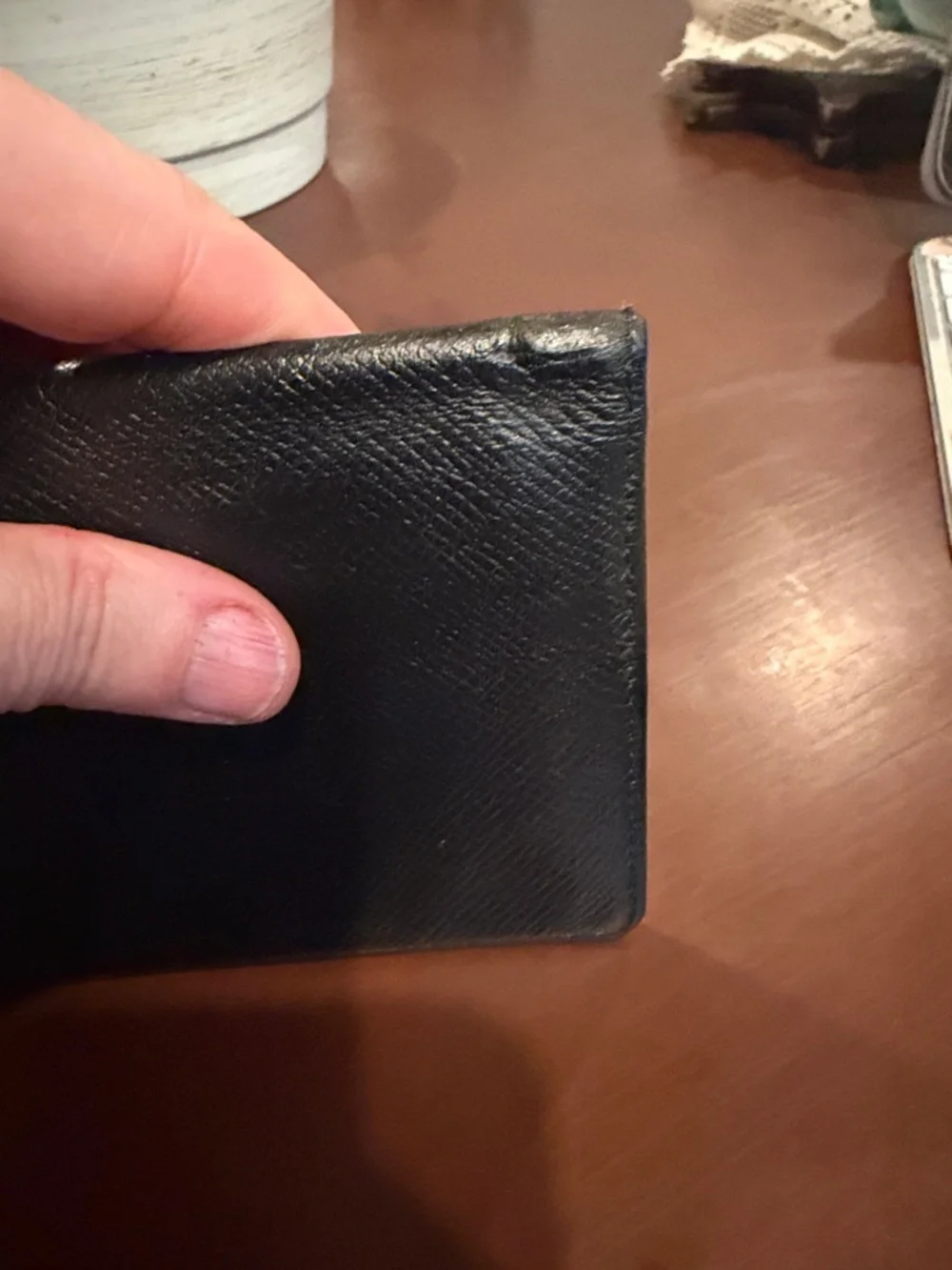Authentic Louis Vuitton Black Leather Checkbook Cover